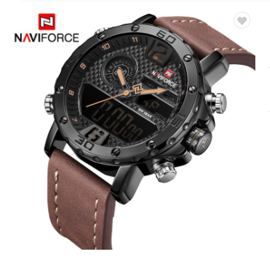 NAVIFORCE 9134 BYBN Mens Watches Luxury Military Dual Display Sports Watches Men Quartz Wristwatch Male Waterproof Clock