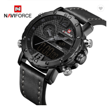NAVIFORCE 9134 BGYB Mens Watches Luxury Military Dual Display Sports Watches Men Quartz Wristwatch Male Waterproof Clock
