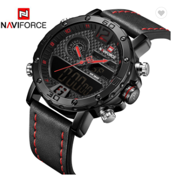 NAVIFORCE 9134 BRB Mens Watches Luxury Military Dual Display Sports Watches Men Quartz Wristwatch Male Waterproof Clock