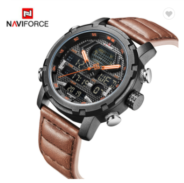NAVIFORCE 9160 BOLBN Men Watch Fashion Luxury Leather Sports Watches Quartz LED Digital Clock Waterproof Military Wrist Watch