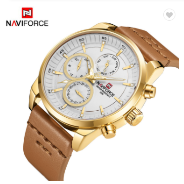 NAVIFORCE 9148 GWLBN Men Military Genuine Leather Sport Men’s Watches Waterproof Chronograph Quartz Luxury Business Clock Date