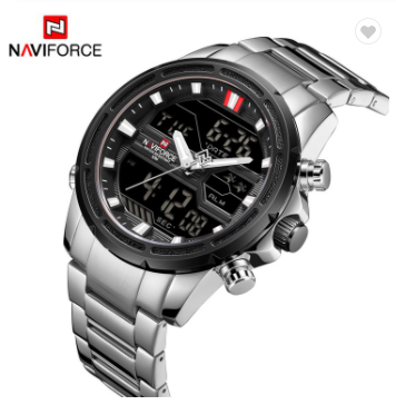 NAVIFORCE 9138S SBW Watches for Men Luxury Brand Sport Quartz Wristwatch Waterproof Military Digital Male Clock Steel