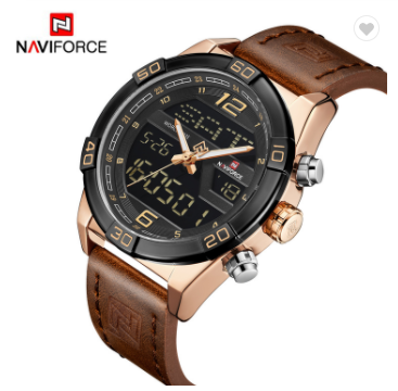 NAVIFORCE 9128 RGRGDBN Mens Watches Luxury Military Dual Display Quartz Sports Waterproof Watches Men Wristwatch Male Clock