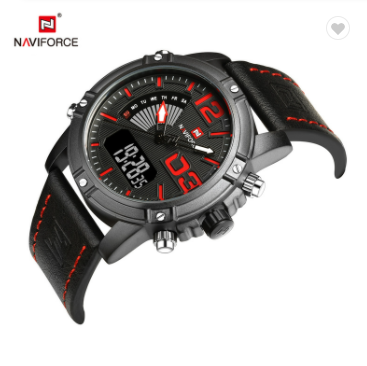 NAVIFORCE 9095 BRB Luxury Brand Sports Watches for Men Military Waterproof Quartz Wristwatch Digital Analog Leather watch