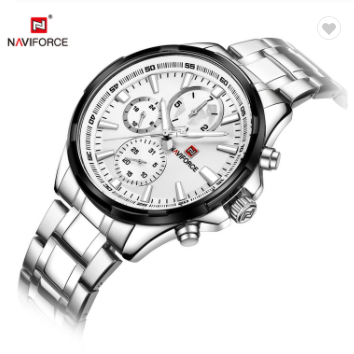 NAVIFORCE 9089S SW Men 30M Waterproof Sports Watches Mens 24 Hour Date Week Month Stainless Steel Quartz Watches