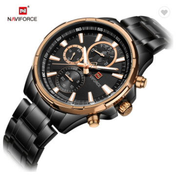 NAVIFORCE 9089S RGB Men 30M Waterproof Sports Watches Mens 24 Hour Date Week Month Stainless Steel Quartz Watches