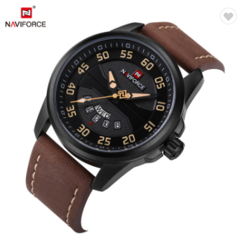 NAVIFORCE 9124 BYDBN Fashion Brand Men Watch Casual Leather Quartz Analog Wrist Watches Waterproof Auto Week Date Clock