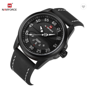 NAVIFORCE 9124 BWB Fashion Brand Men Watch Casual Leather Quartz Analog Wrist Watches Waterproof Auto Week Date Clock