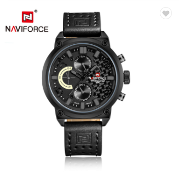 NAVIFORCE 9068L BGYB Luxury Brand Leather Analog Quartz Watches Men Date Week Fashion Military Wristwatches Male Clock