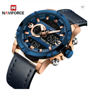 NAVIFORCE 9097 RGBEBE Luxury Brand Men Sport Watches Men’s Leather Digital Army Military Watch Man Quartz waterproof Clock