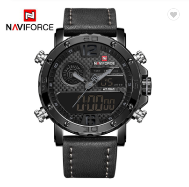 NAVIFORCE 9134 BGYB Mens Watches Luxury Military Dual Display Sports Watches Men Quartz Wristwatch Male Waterproof Clock