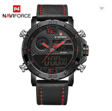 NAVIFORCE 9134 BRB Mens Watches Luxury Military Dual Display Sports Watches Men Quartz Wristwatch Male Waterproof Clock