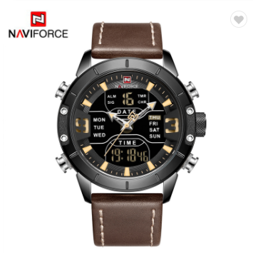 NAVIFORCE 9153L BYBN Watch Men Top Luxury Brand Leather Waterproof Quartz Wristwatches Military Sport Watches Date