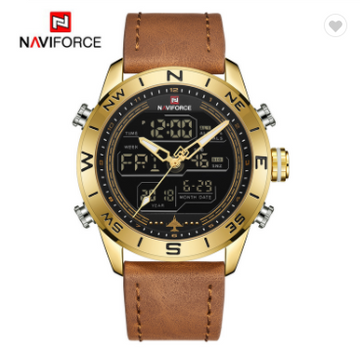 NAVIFORCE 9144 GGLBN Casual Sport Watches for Men Top Brand Luxury Military Leather Wrist Watch Man Clock Fashion