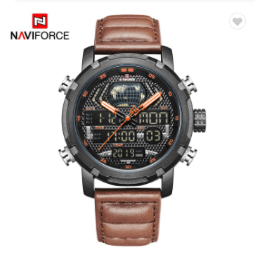 NAVIFORCE 9160 BOLBN Men Watch Fashion Luxury Leather Sports Watches Quartz LED Digital Clock Waterproof Military Wrist Watch