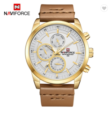 NAVIFORCE 9148 GWLBN Men Military Genuine Leather Sport Men’s Watches Waterproof Chronograph Quartz Luxury Business Clock Date
