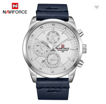 NAVIFORCE 9148 SWBE Brand Men Military Genuine Leather Sport Men’s Watches Waterproof Chronograph Quartz Clock Date