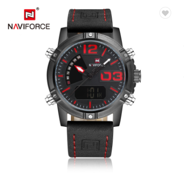 NAVIFORCE 9095 BRB Luxury Brand Sports Watches for Men Military Waterproof Quartz Wristwatch Digital Analog Leather watch