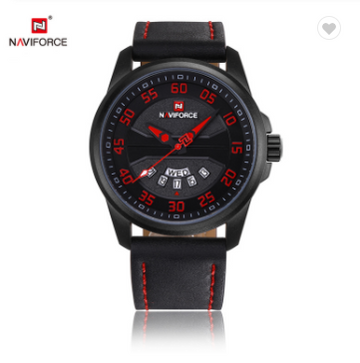 NAVIFORCE 9124 BRB Fashion Brand Men Watch Casual Leather Quartz Analog Wrist Watches Waterproof Auto Week Date Clock