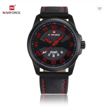 NAVIFORCE 9124 BRB Fashion Brand Men Watch Casual Leather Quartz Analog Wrist Watches Waterproof Auto Week Date Clock