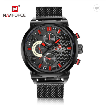 Naviforce 9068S BRB Luxury Brand Men Stainless Steel Analog Watches Men’s Quartz 24 Hours Date Clock Man Fashion Casual Sports