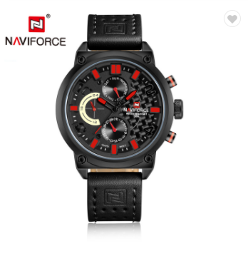 NAVIFORCE 9068L BRB Luxury Brand Leather Analog Quartz Watches Men Date Week Fashion Military Wristwatches Male Clock