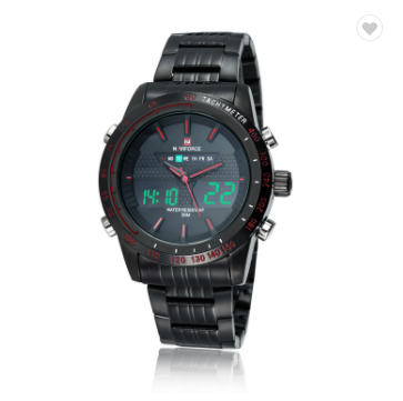 NAVIFORCE 9024 BBR Mens waterproof Sports Watches Full Steel LED Digital Analog Military Quartz Wrist watch Men Clock