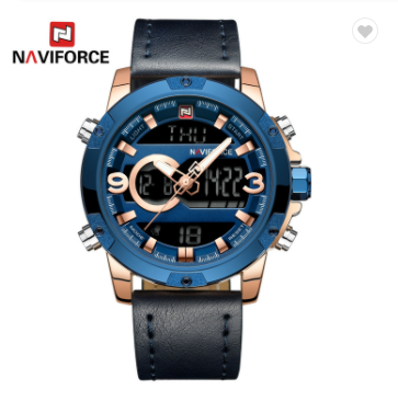 NAVIFORCE 9097 RGBEBE Luxury Brand Men Sport Watches Men’s Leather Digital Army Military Watch Man Quartz waterproof Clock
