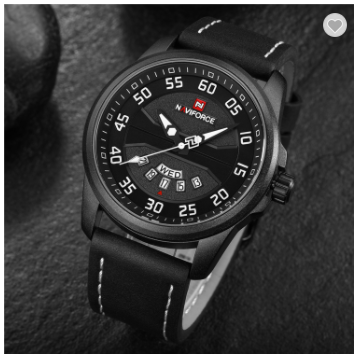 NAVIFORCE 9124 BWB Fashion Brand Men Watch Casual Leather Quartz Analog Wrist Watches Waterproof Auto Week Date Clock