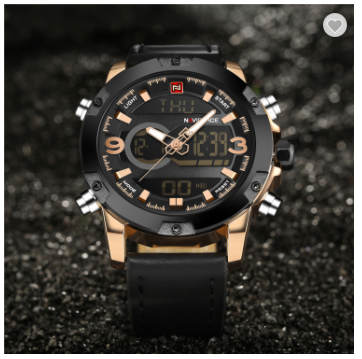 NAVIFORCE 9097 RGBB Luxury Brand Men Sport Watches Men’s Leather Digital Army Military Watch Man Quartz waterproof Clock