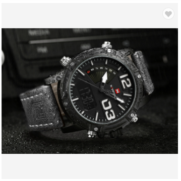 NAVIFORCE 9095 BWGY Brand Dual Display Watch Men Army Military Sports Watches Man Leather Relogio Masculino Chronograph