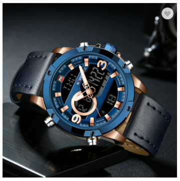 NAVIFORCE 9097 RGBEBE Luxury Brand Men Sport Watches Men’s Leather Digital Army Military Watch Man Quartz waterproof Clock