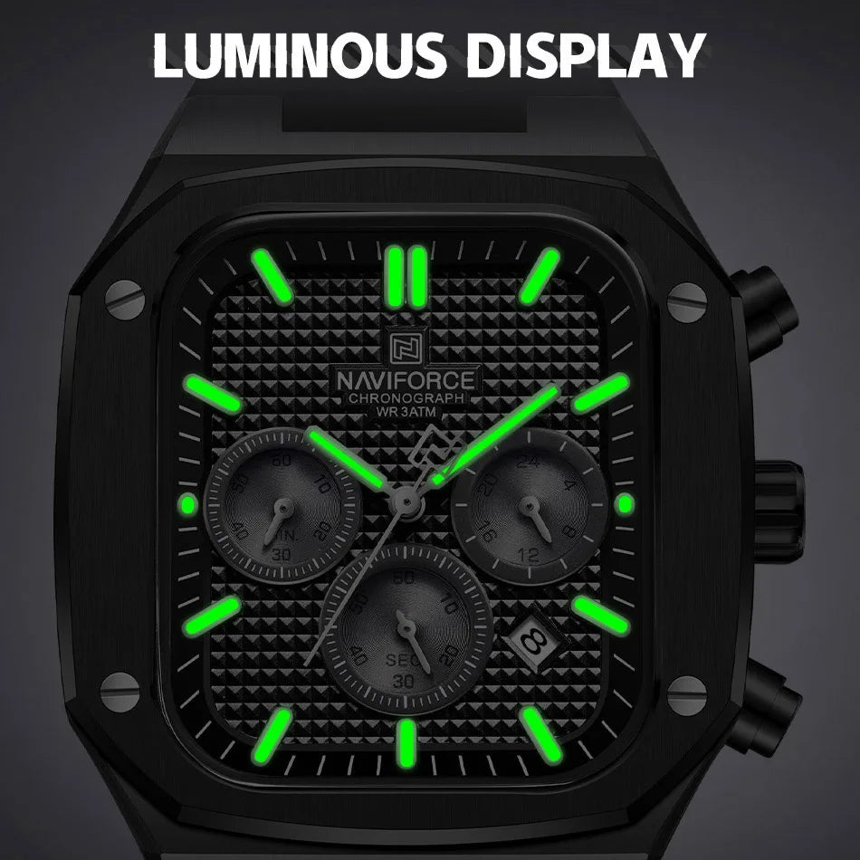 NAVIFORCE 8037 Square Luxury Date Chronograph Quartz Waterproof