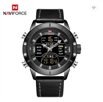 NAVIFORCE 9153L BGYB Watch Men Top Luxury Brand Leather Waterproof Quartz Wristwatches Military Sport Watches Date