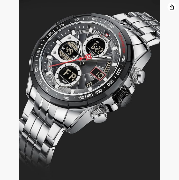 NAVIFORCE 9197S SBGY Latest watches Fashion Stainless Steel Men wristwatches Analog Digital Quartz Waterproof