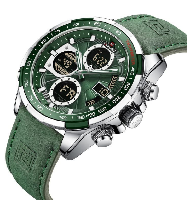 NAVIFORCE 9197L military green dual display watch