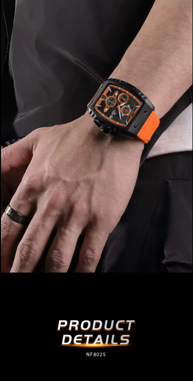 NAVIFORCE 8025 BOO New Fashion Silicone Quartz watch waterproof business men Chronograph watches 2023 Relogio Masculino