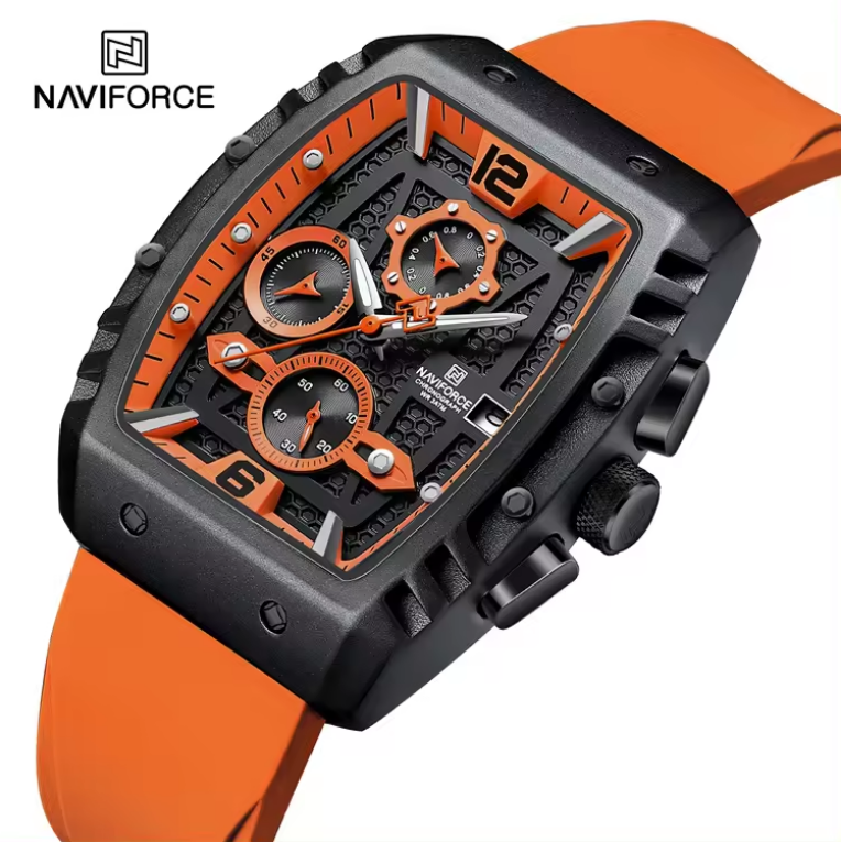 NAVIFORCE 8025 BOO New Fashion Silicone Quartz watch waterproof business men Chronograph watches 2023 Relogio Masculino
