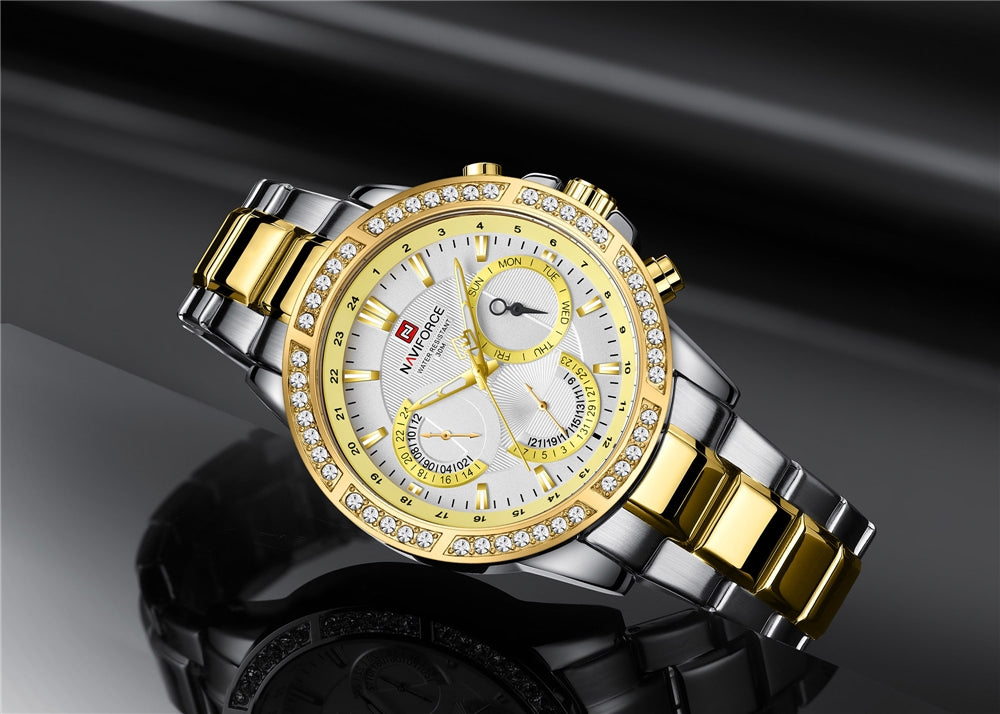 NAVIFORCE 9196D Men’s Stainless Steel Waterproof Quartz Watch