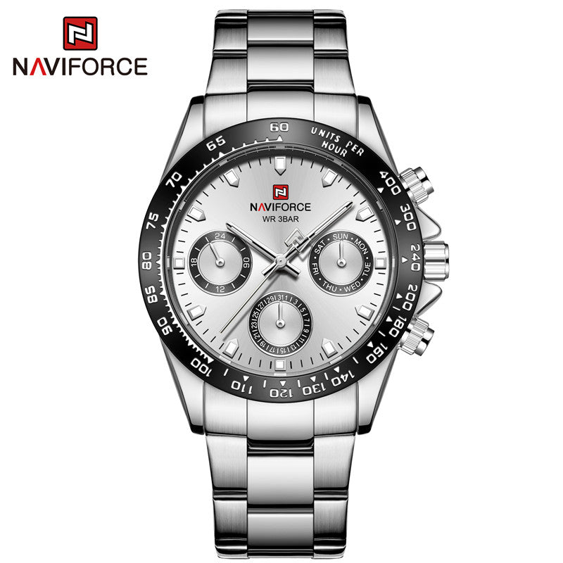 NAVIFORCE 9193 SBBE Men 3ATM Waterproof Watches 24 Hour Date Week Quartz Wrist Watches Stainless Steel unisex Relogio - 6