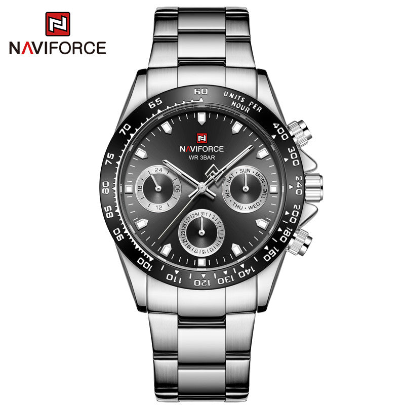 NAVIFORCE 9193 SBBE Men 3ATM Waterproof Watches 24 Hour Date Week Quartz Wrist Watches Stainless Steel unisex Relogio - 7