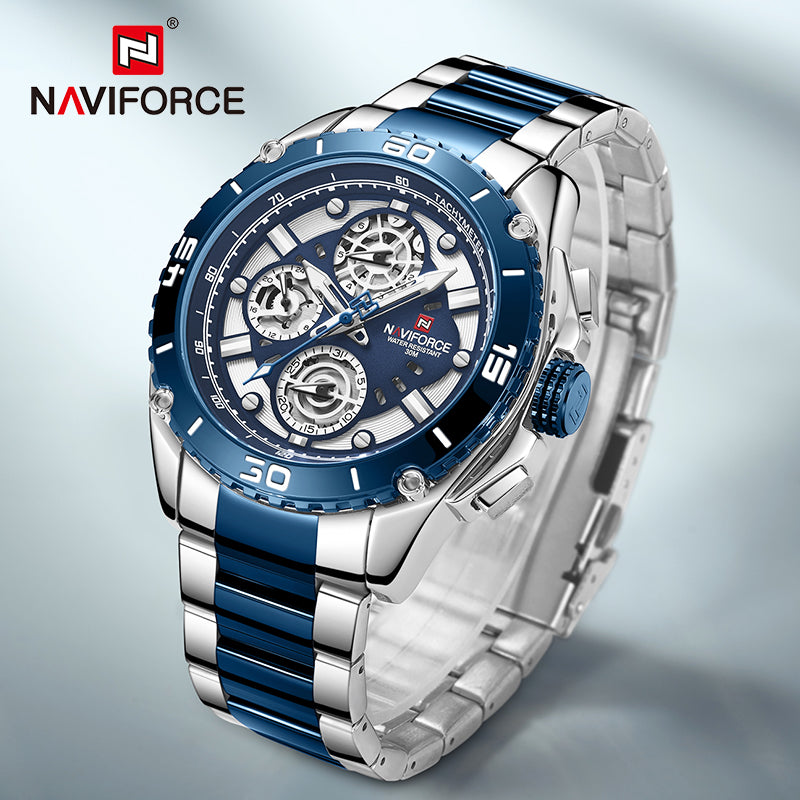 NAVIFORCE 9179 Mens Watches Fashion Steel Band Men Quartz Watch Multifunction Calendar Waterproof Wristwatch Relogio Masculino