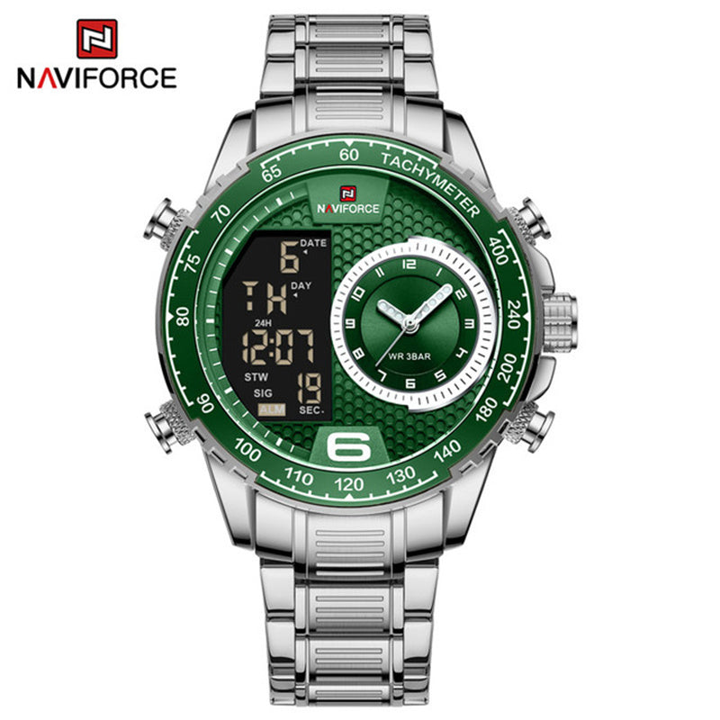 montre Naviforce 9199 S New Luxury Watch for Men Stainless Steel Dual Display Waterproof Military Sports Quartz Wrist Watches