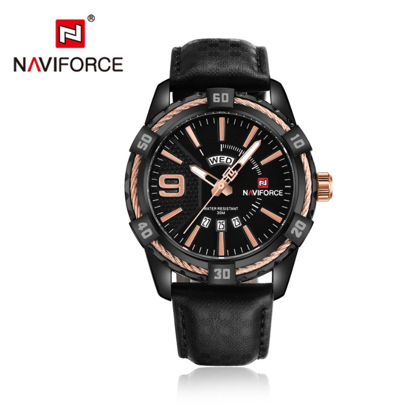 Naviforce 9117 Belt Watch Date Week Men’s Quartz Watch Waterproof Men’s Watch - 4