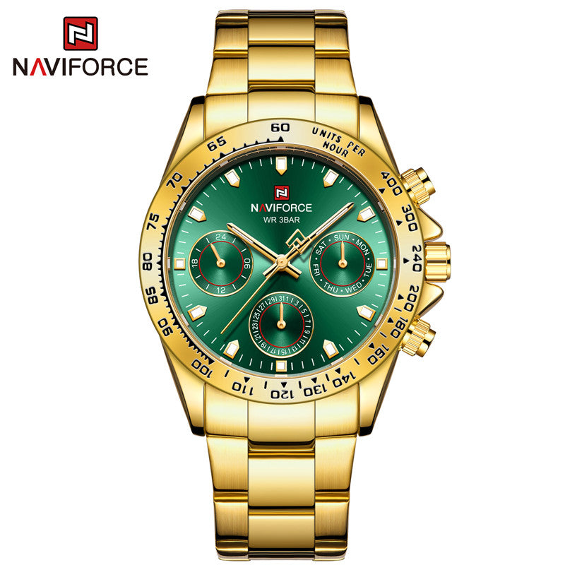 NAVIFORCE 9193 SBBE Men 3ATM Waterproof Watches 24 Hour Date Week Quartz Wrist Watches Stainless Steel unisex Relogio - 2