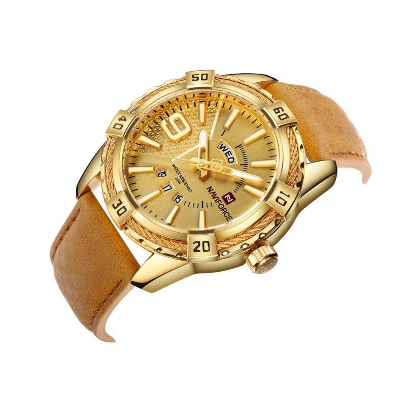 Naviforce 9117 Belt Watch Date Week Men’s Quartz Watch Waterproof Men’s Watch