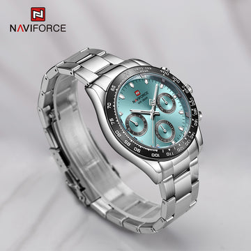 NAVIFORCE 9193 SBBE Men 3ATM Waterproof Watches 24 Hour Date Week Quartz Wrist Watches Stainless Steel unisex Relogio