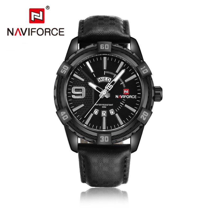 Naviforce 9117 Belt Watch Date Week Men’s Quartz Watch Waterproof Men’s Watch