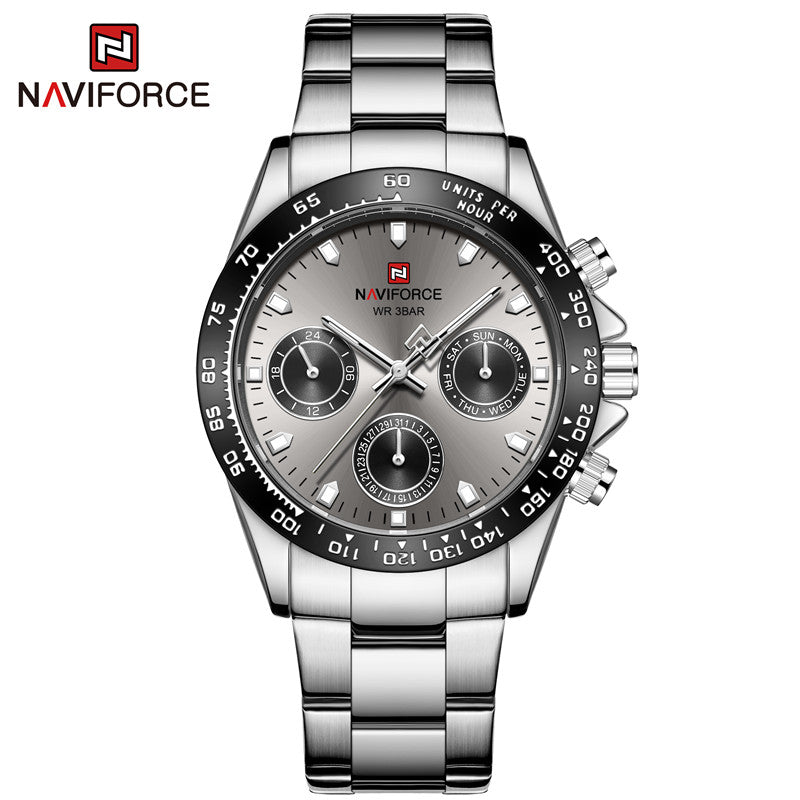 NAVIFORCE 9193 SBBE Men 3ATM Waterproof Watches 24 Hour Date Week Quartz Wrist Watches Stainless Steel unisex Relogio - 5