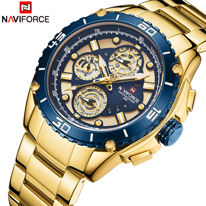 NAVIFORCE 9179 Mens Watches Fashion Steel Band Men Quartz Watch Multifunction Calendar Waterproof Wristwatch Relogio Masculino